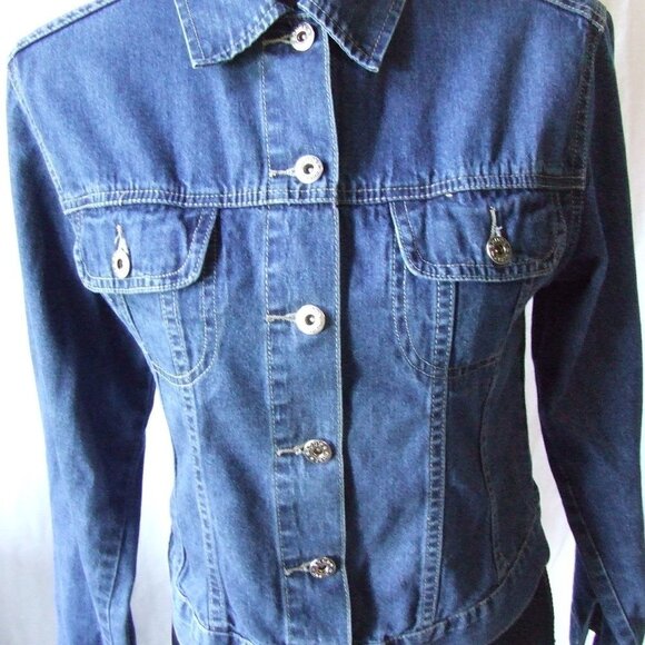 Brody jean jacket denim cowgirl cropped medium spring summer coat vintage 1990s - Picture 3 of 15